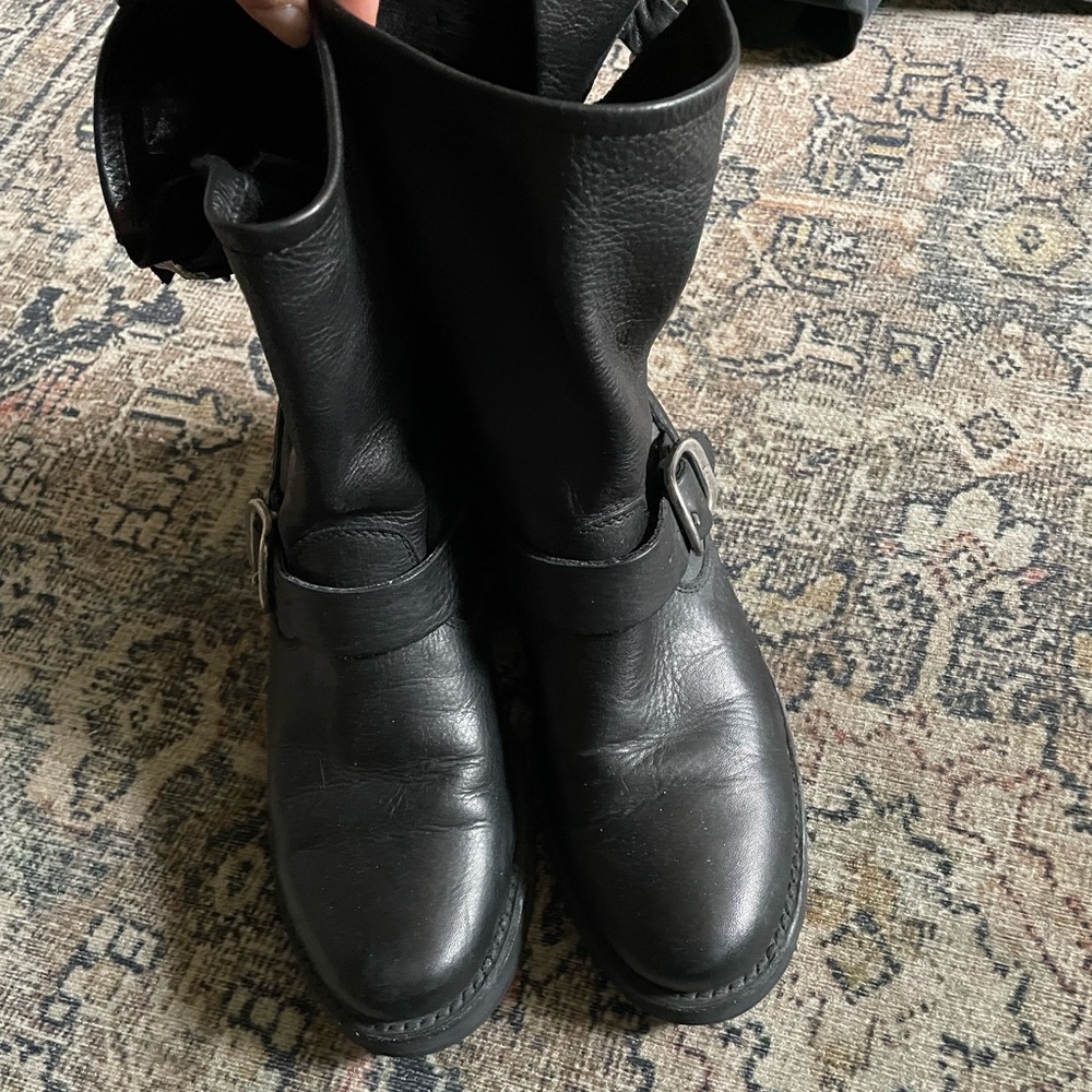Frye Black Leather Moto Boots